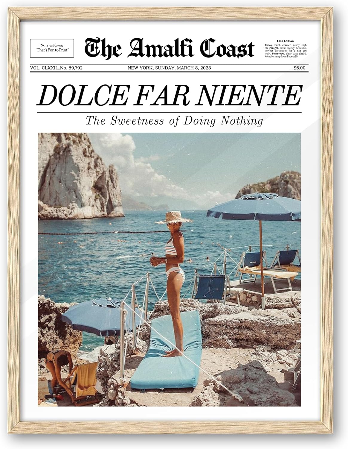 12X16 in Dolce Far Niente Vintage Headline Canvas Print - Real Life Co