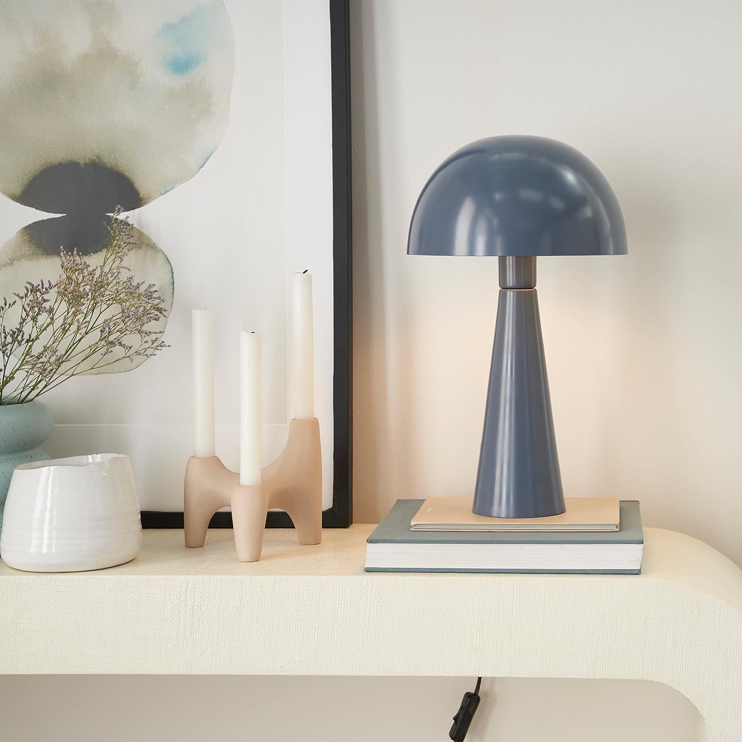 16" Blush Pink Metal Mushroom Lamp - Real Life Co