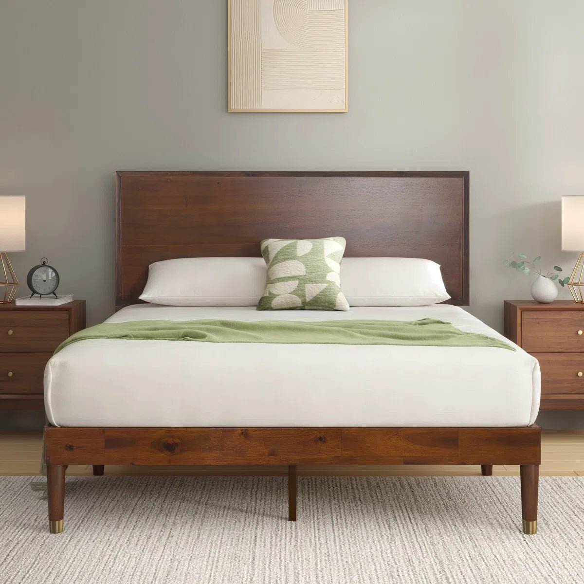 Contemporary Modern Solid Wood Platform Bed