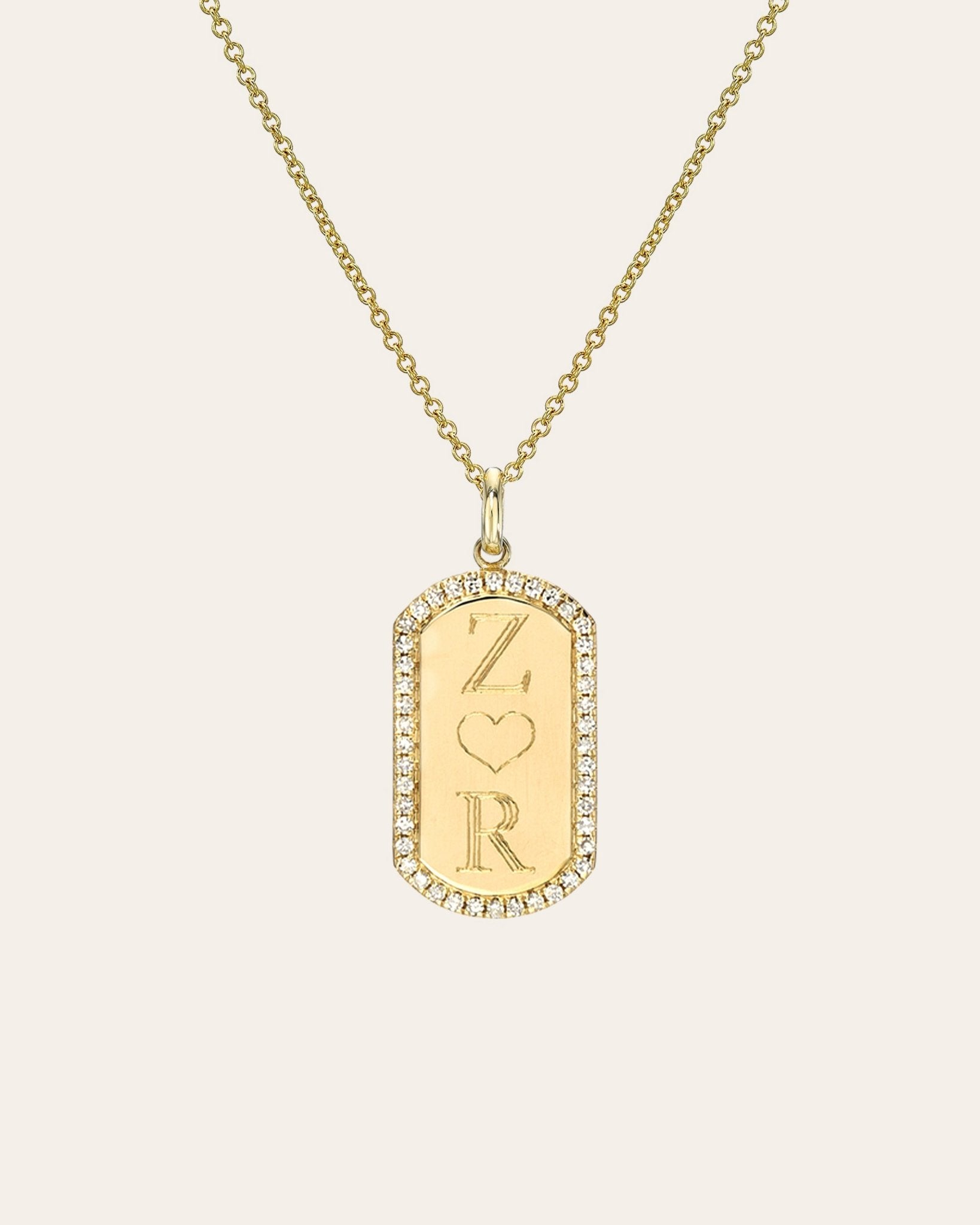 Diamond Mini Dog Tag Necklace - Real Life Co