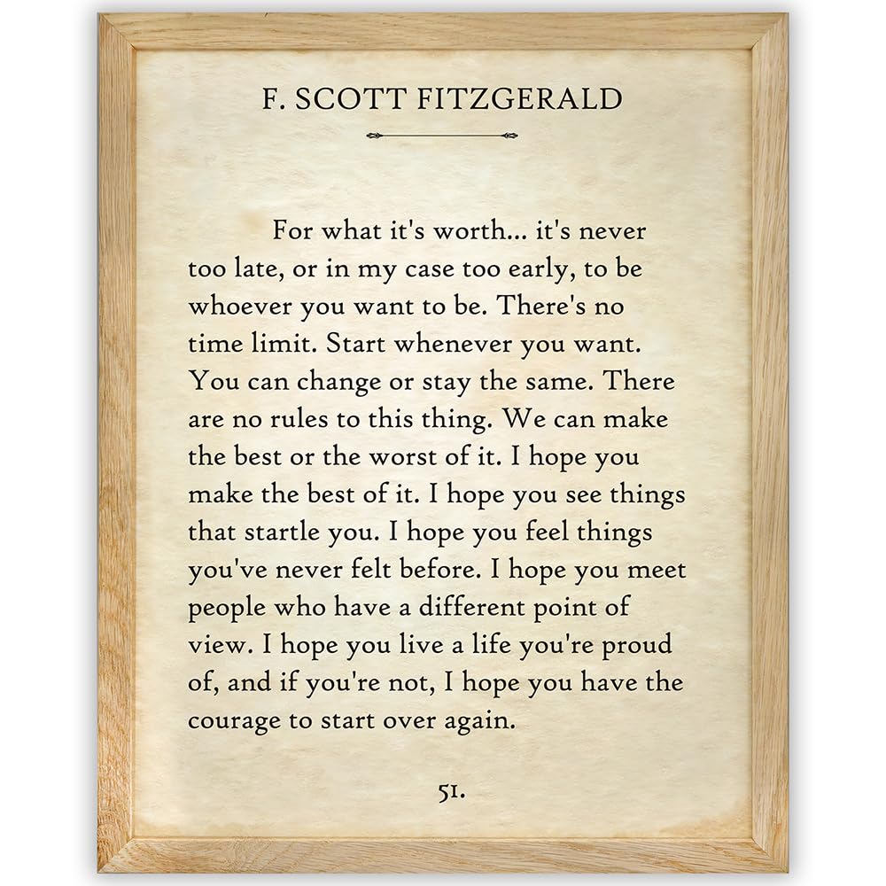 F. Scott Fitzgerald Quotes Wall Art - For What It'S Worth 11x14 - Real Life Co