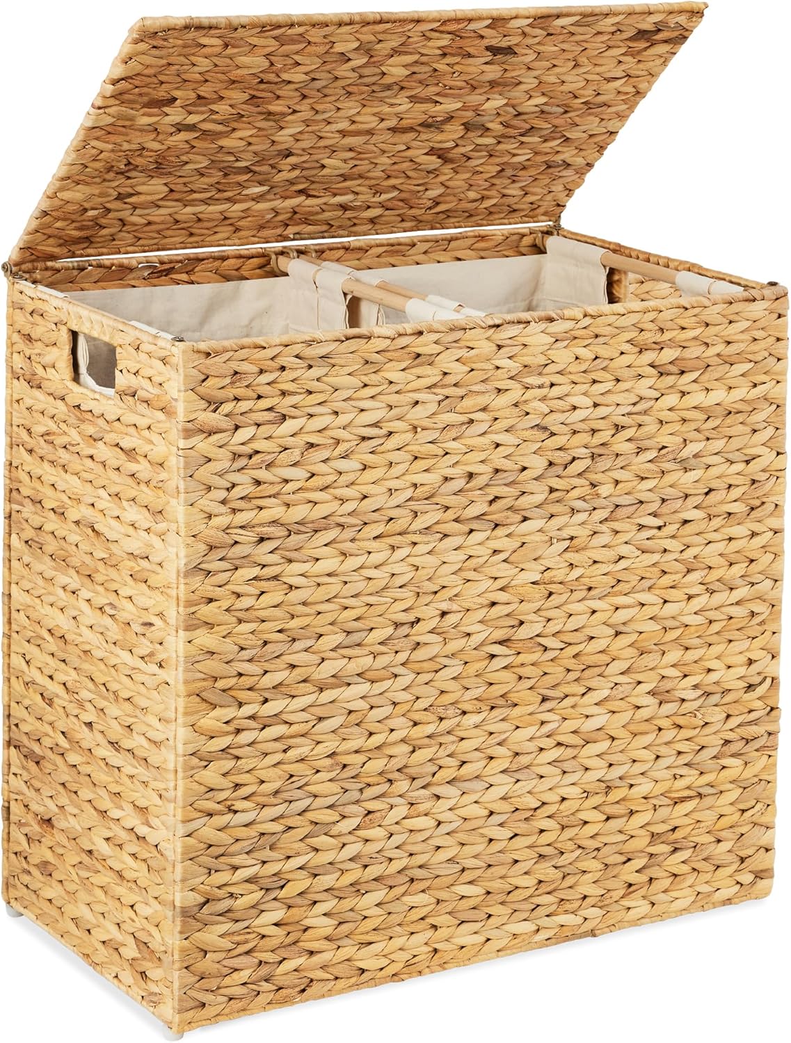 Large Natural Woven Double Laundry Hamper