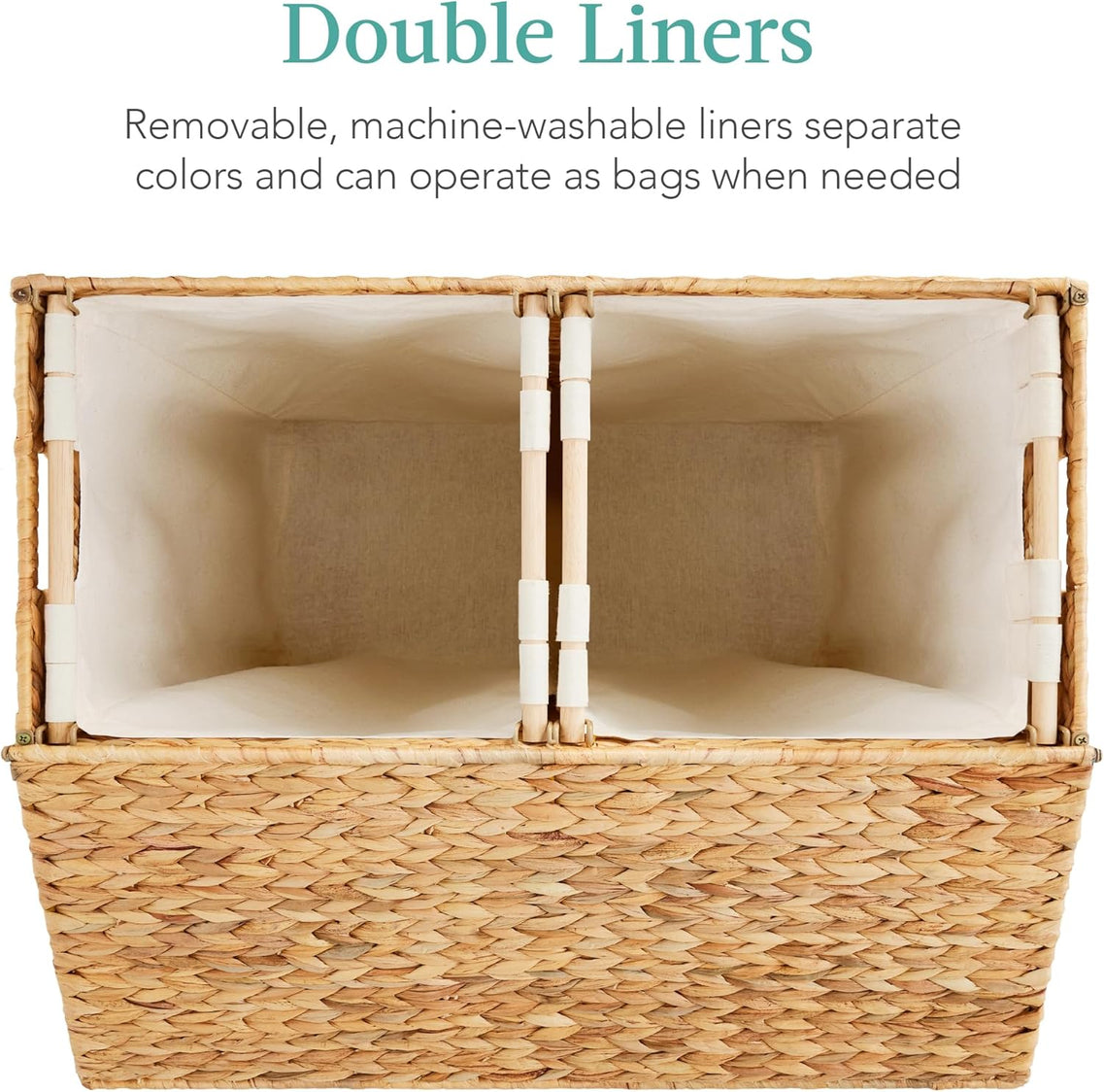 Large Natural Woven Double Laundry Hamper