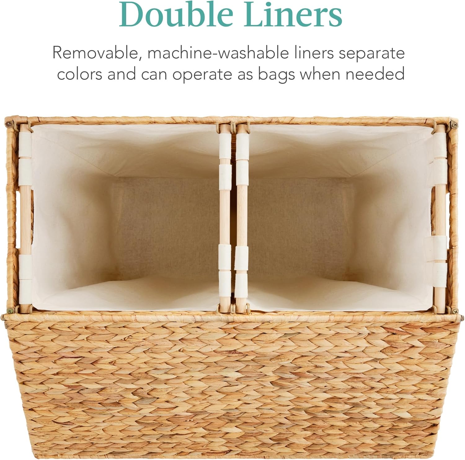 Large Natural Woven Double Laundry Hamper - Real Life Co