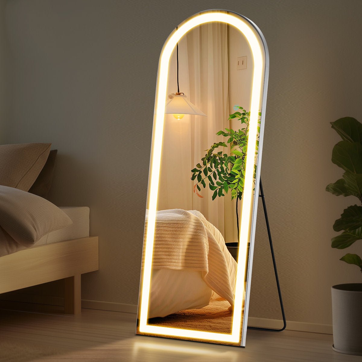 Led Full Body Mirror Arched Wall Mounted Free Standing Leaning - Real Life Co