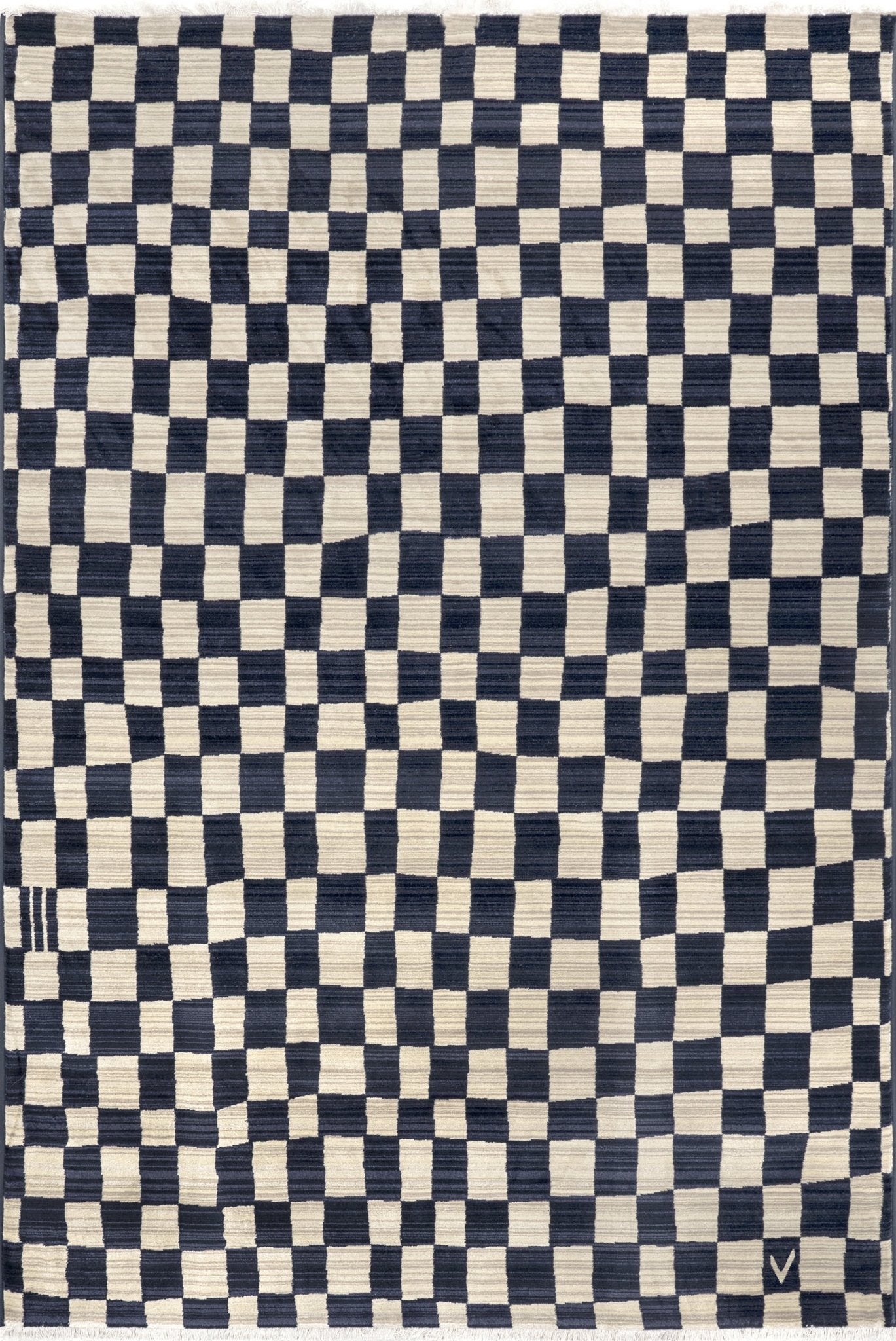 Rasali Checkered Box Rug | Navy - Real Life Co