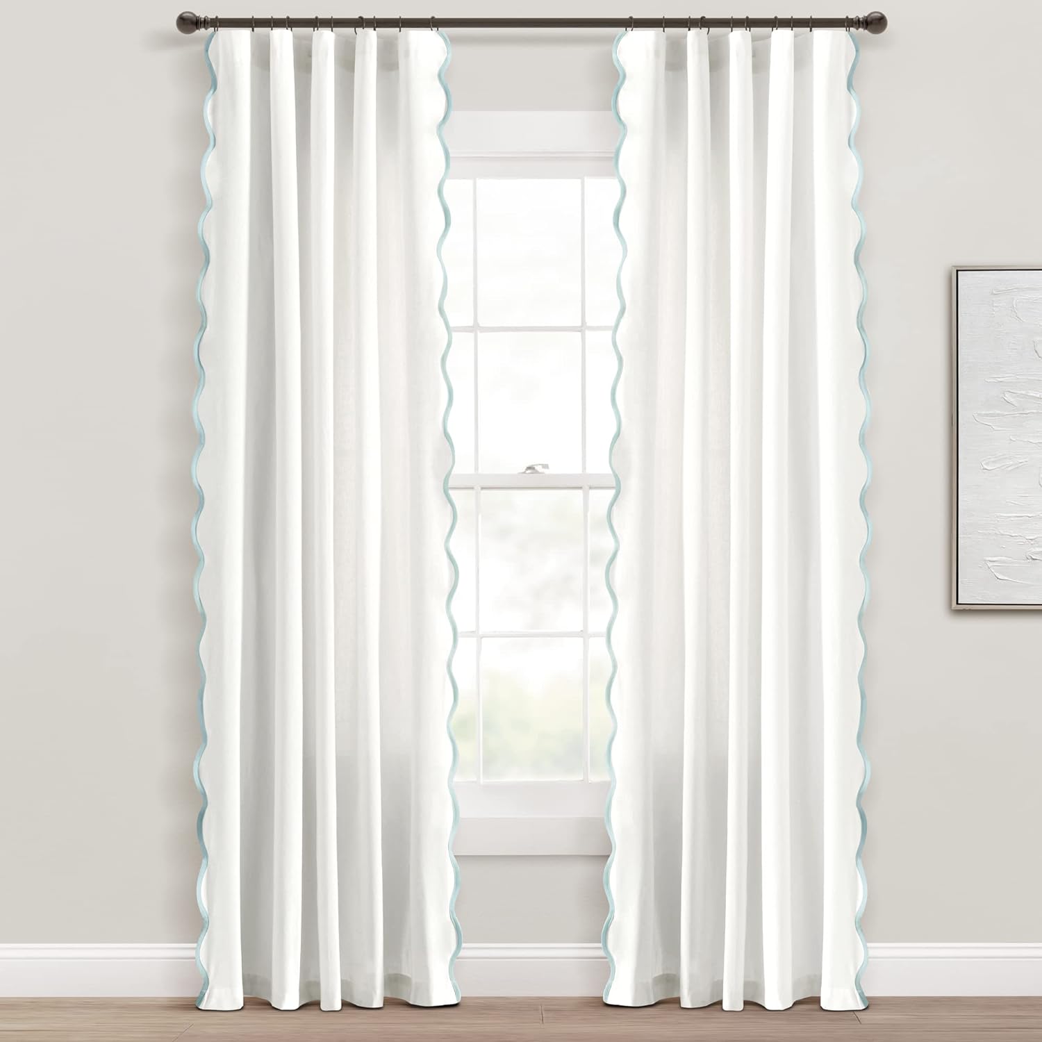Scalloped Edge Light Filtering Window Curtain Panels Pair - Real Life Co