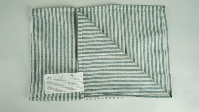 Striped Cotton Linen Blended Dinner Cloth Napkins - Set of 12