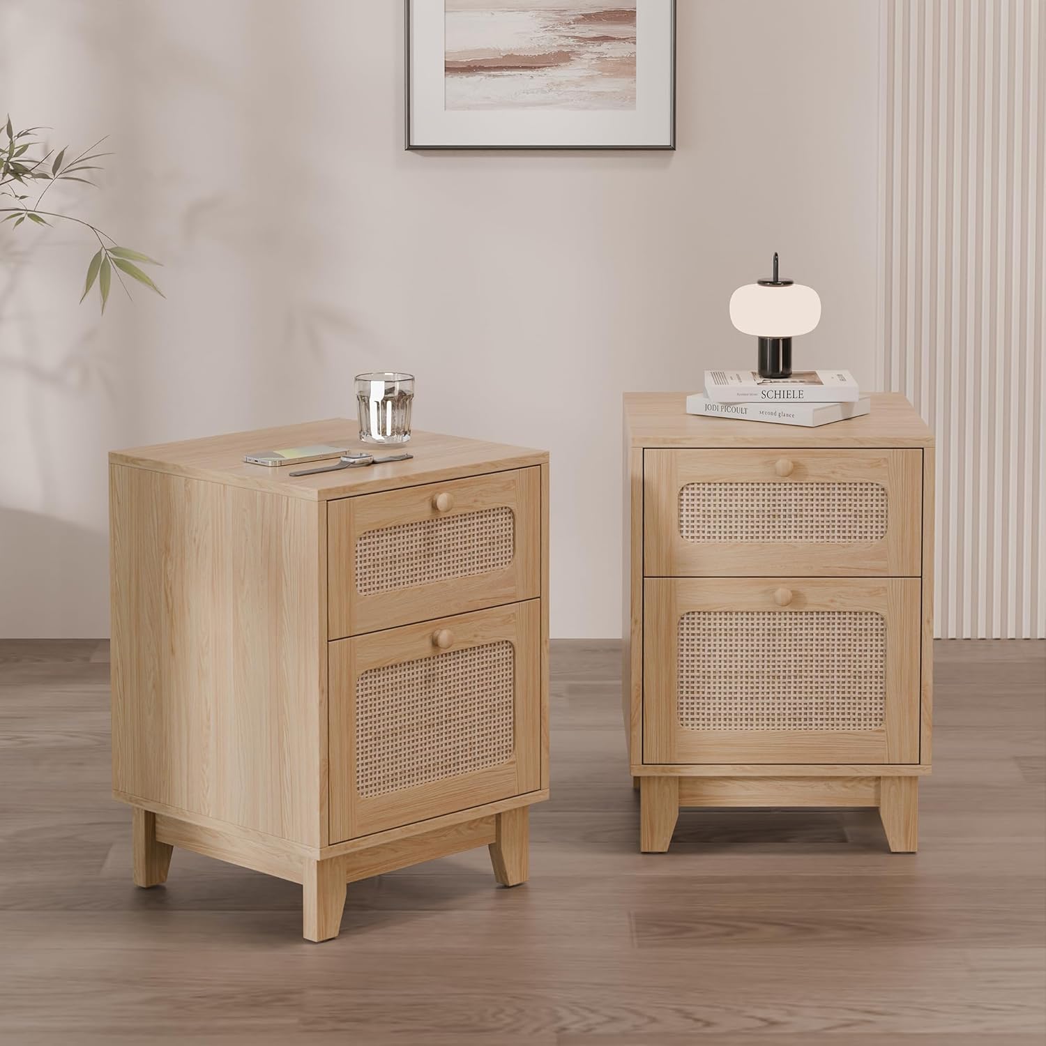 Wood & Wicker Nightstand (Set of 2) - Real Life Co