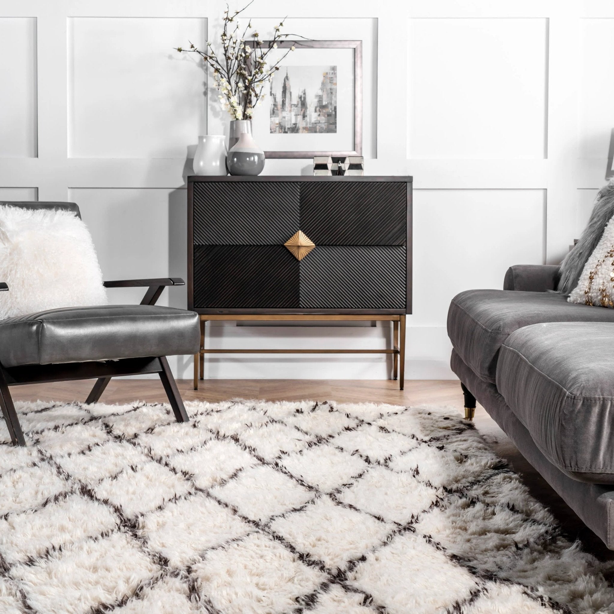 Wool Moroccan Shag Rug | Ivory - Real Life Co