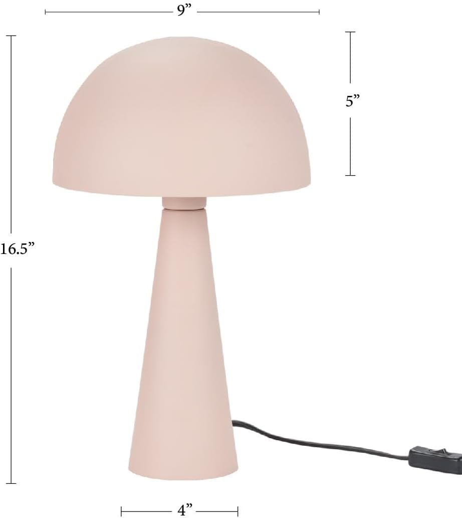 16" Blush Pink Metal Mushroom Lamp - Real Life Co