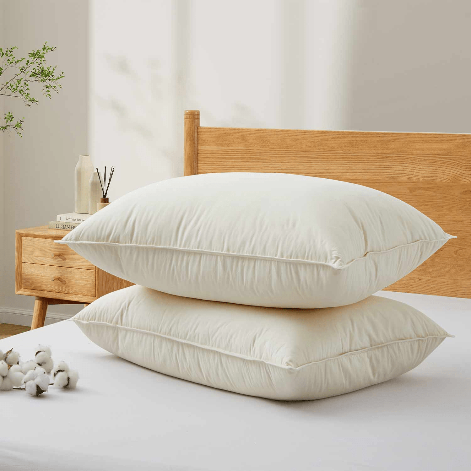 2 Pack Organic Cotton down Feather Pillows