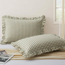 2 Pcs , Cotton Gingham Ruffled Euro Sham Pillow Covers - Real Life Co