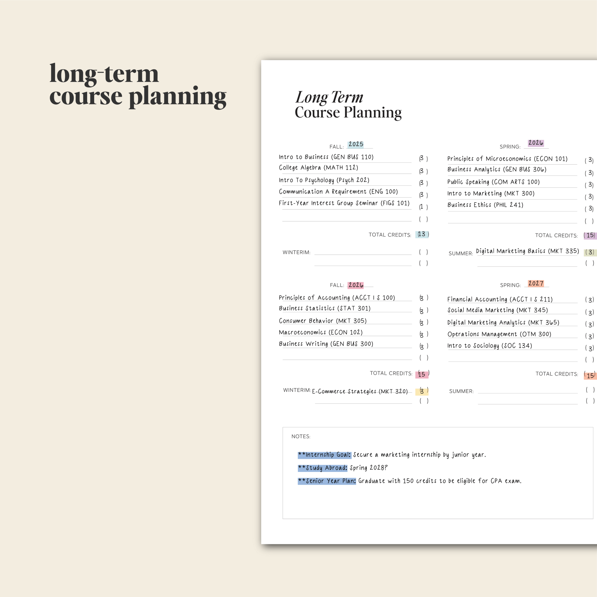 2026 College Planner - Real Life Co.