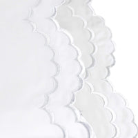 Percale Cotton Double Scalloped Embroidered Sheet Set
