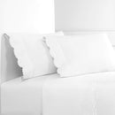 Percale Cotton Double Scalloped Embroidered Sheet Set