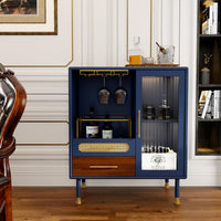 Bar Cabinet with Wine Glass Rack and Drawers - Real Life Co