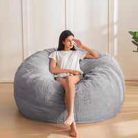 Bean Bag Chair for Adults, Large 4 Ft Bean Bag Chair with Foam Filling, Ultra Soft Fur Lazy Sofa for Living Room Bedroom, Machine Washable Cover - Real Life Co