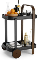 Bellwood Bar Cart, Serving Trolley, Side Table, Walnut/Black - Real Life Co