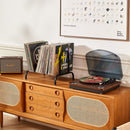 Black Vinyl Record Storage Holder Metal Stand Fits 110 Albums/Lps Organizer - Real Life Co