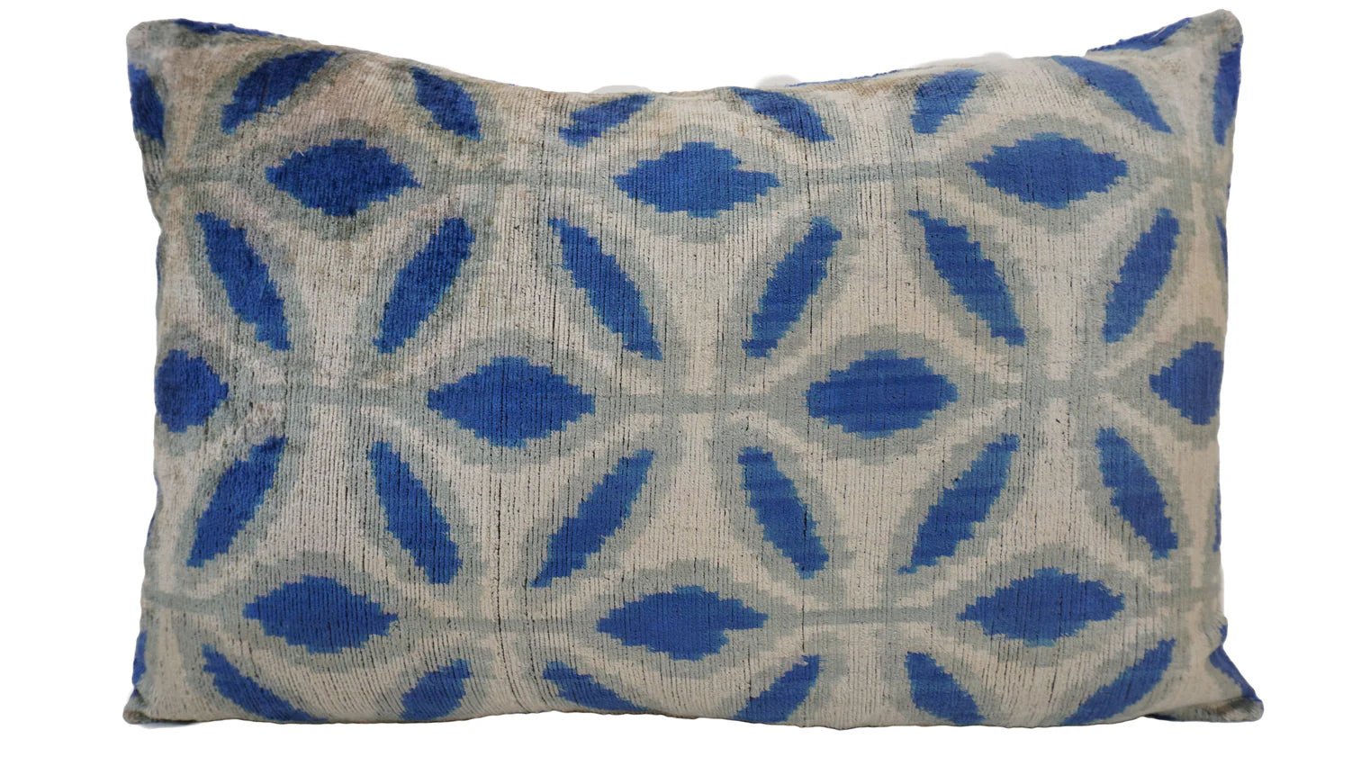 BLUE BAYOUX- IKAT SILK/VELVET PILLOWCASE