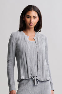Cable Knit Cardigan with Ruffle - Real Life Co.