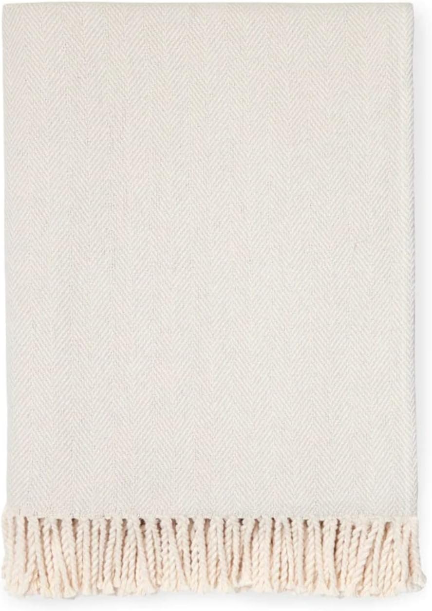 Celine Herringbone, 100% Cotton Throw Blanket - Real Life Co