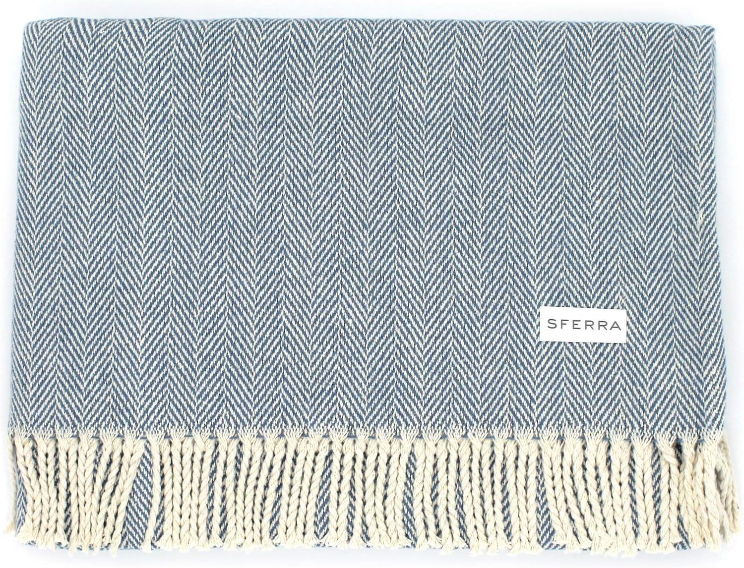 Celine Herringbone, 100% Cotton Throw Blanket - Real Life Co