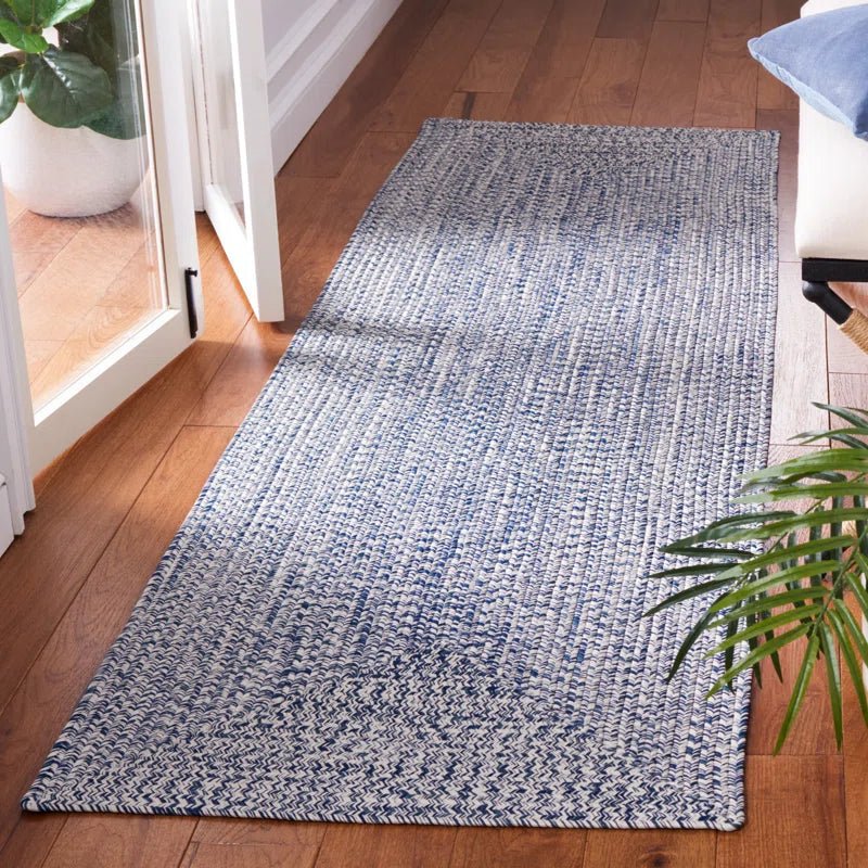 Dark Blue & Ivory Hand Woven Area Rug - Real Life Co