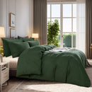 Duvet Cover Set Kids Twin Size Linen Feel Textured Organic Natural 100% Washed Cotton Duvet Cover 2 Pieces Bedding Set with Zipper Closure, Breathable, Forest Green (No Comforter) - Real Life Co