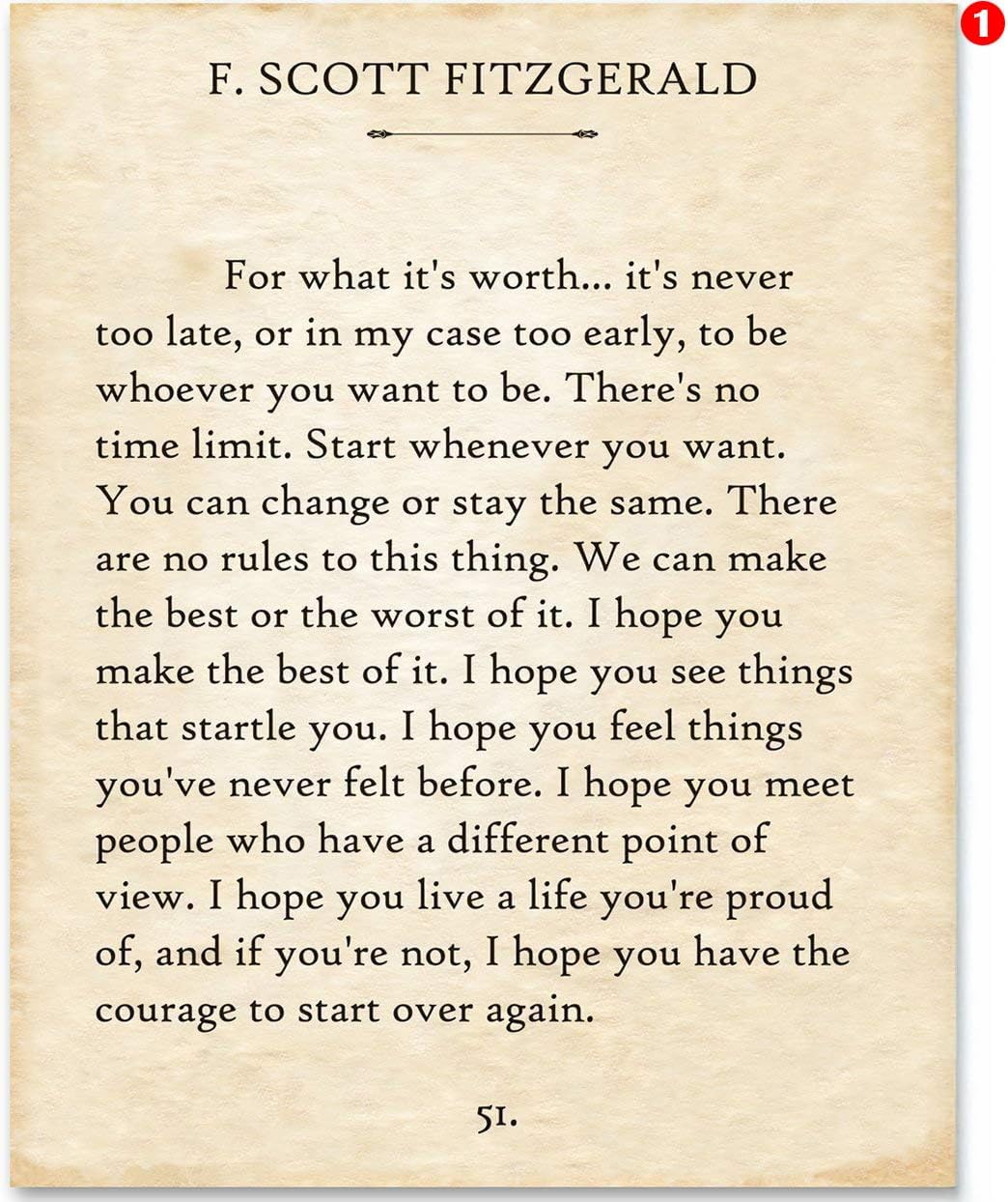 F. Scott Fitzgerald Quotes Wall Art-For What It'S Worth 11x14