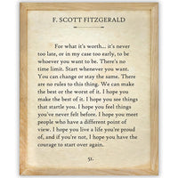 F. Scott Fitzgerald Quotes Wall Art - For What It'S Worth 11x14 - Real Life Co
