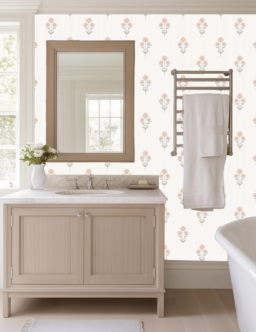 Floral and Striped Peel & Stick Wallpaper