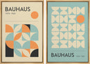 Framed Canvas Print Wall Art Set Bauhaus Geometric Blue Orange Polygon Collage Abstract Shapes Illustrations Modern Art Decorative for Living Room, Bedroom, Office - 16"X24"X2 Natural - Real Life Co