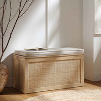 Frances Woven Rattan Double Storage Stool - Real Life Co