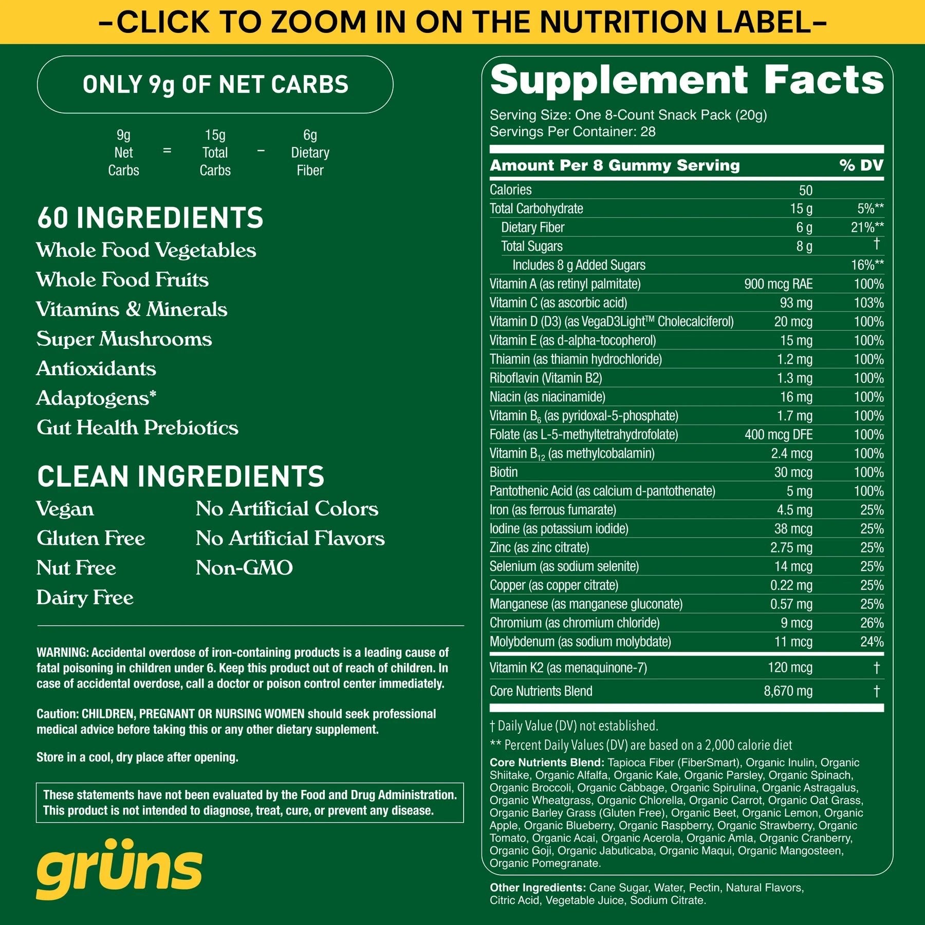 Grüns: Multivitamin Superfood Gummy Bears - Real Life Co.
