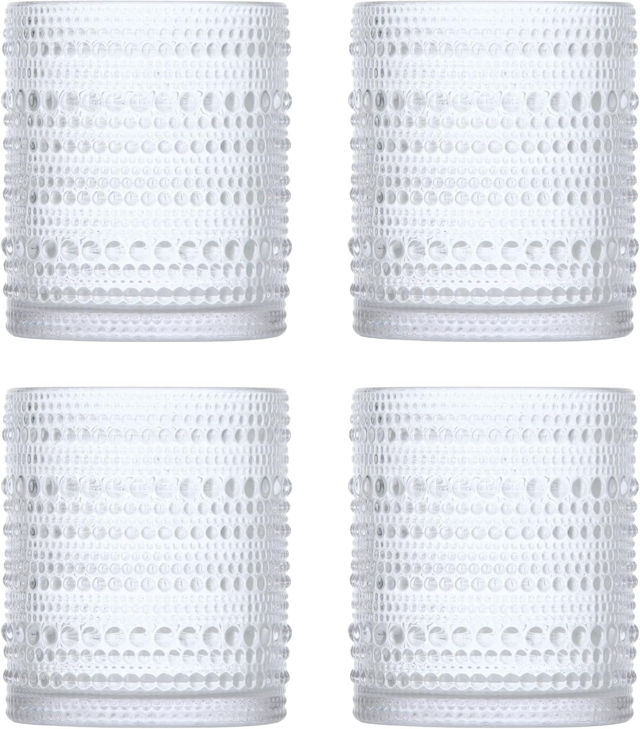 Hobnail Plastic Beverage Cocktail Glass 4 Pack, 10.5 Ounce