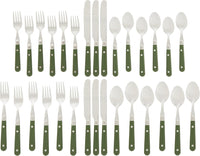 International Le Prix Stainless Steel Dishwasher - Safe 30Piece Flatware Set, Service for 6, Moss Green, (22713) - Real Life Co