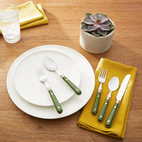 International Le Prix Stainless Steel Dishwasher - Safe 30Piece Flatware Set, Service for 6, Moss Green, (22713) - Real Life Co