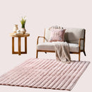 Ivana Checkered Plush Cloud Washable Rug | Blush - Real Life Co