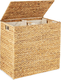 Large Natural Woven Double Laundry Hamper - Real Life Co