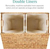 Large Natural Woven Double Laundry Hamper - Real Life Co