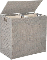 Large Natural Woven Double Laundry Hamper - Real Life Co