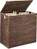 Large Natural Woven Double Laundry Hamper - Real Life Co