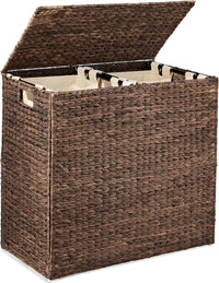 Large Natural Woven Double Laundry Hamper - Real Life Co