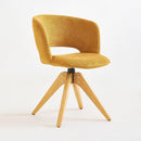 Mid Century Modern Swivel Accent Chair with Solid Wood Legs, Home Office Desk Chair No Wheels, Makeup Chair for Vanity, Upholstered Chair for Bedroom, Yellow - Real Life Co