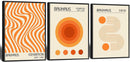 Minimalist Bauhaus Canvas Wall Art Set of 3 - Orange Waves, Geometric Circles & Curves, 1919 - 1923 Retro Abstract Posters for Bedroom, Living Room, Home Office 12X16In Unframed - Real Life Co