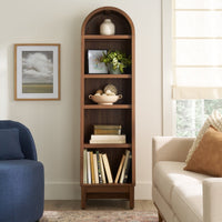 Narrow Arch Bookcase, Walnut Finish - Real Life Co