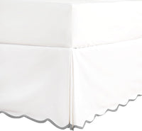 Off White Bed Skirt Scallop Edge Pleated 14 Inch Drop - Real Life Co