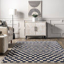 Rasali Checkered Box Rug | Navy - Real Life Co